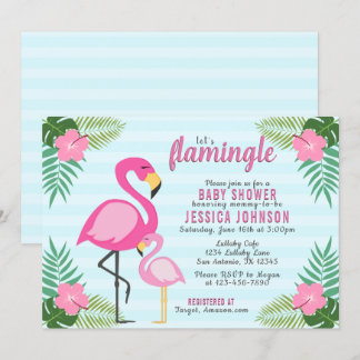 Let's Flamingle Pink Flamingo Baby Shower Invitation