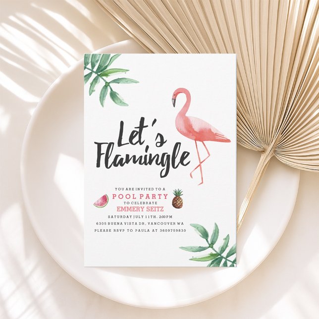 Let's Flamingle Pool Party Invitation (Creator Uploaded)