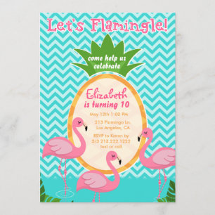 Let's Flamingle Tropical Birthday Invitation