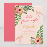 Let's Flamingle Tropical Birthday Party Invitation