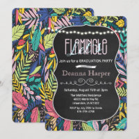 Let's Flamingle Tropical Graduation Invitation