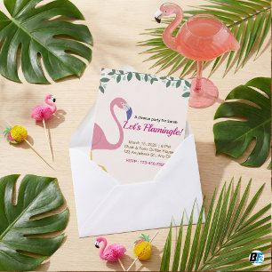 Let's Flamingle Tropical Pink Flamingo Divorce P Invitation