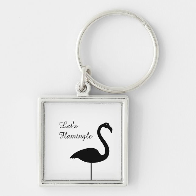 Let's Flamingle White Flamingo Keychain (Front)