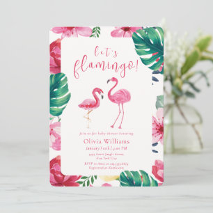 Let's Flamingo Tropical Floral Pattern Baby Shower Invitation