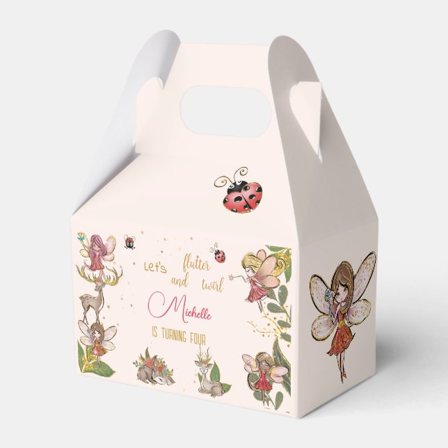 Let's flutter and twirl, fairy garden birthday favour box (Front Side)