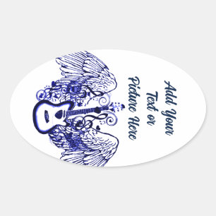 Let's Fly,Rock N Roll_ Oval Sticker
