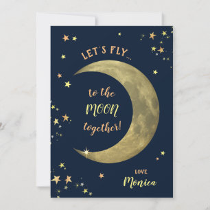 Let's fly to the Moon together (customisable) Holiday Card