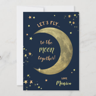 Let's fly to the Moon together (customisable) Holiday Card