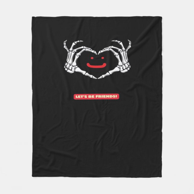 Let's Friends! Classic Skeleton Hands Heart Fleece Blanket (Front)