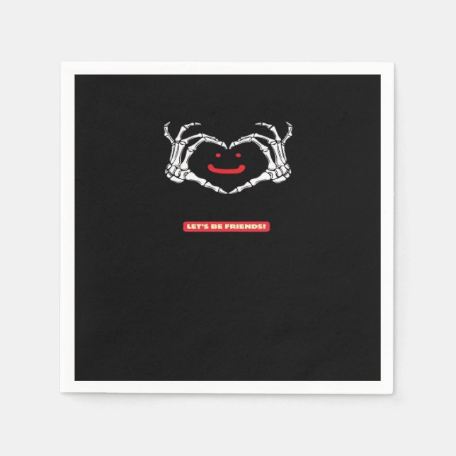 Let's Friends! Classic Skeleton Hands Heart Napkin (Front)