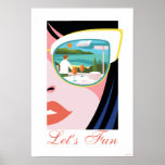 Let's Fun - The White Lotus Poster<br><div class="desc">Step into vacation mode with this officially licensed The White Lotus "Let's Fun" design. Featuring a bold, pop-art inspired illustration of Lucia's chic face with sunglasses reflecting a luxurious resort scene—complete with Aperol spritzes, stunning coastal views, and the iconic White Lotus logo—this design oozes retro glamour and playful sophistication. Perfect...</div>