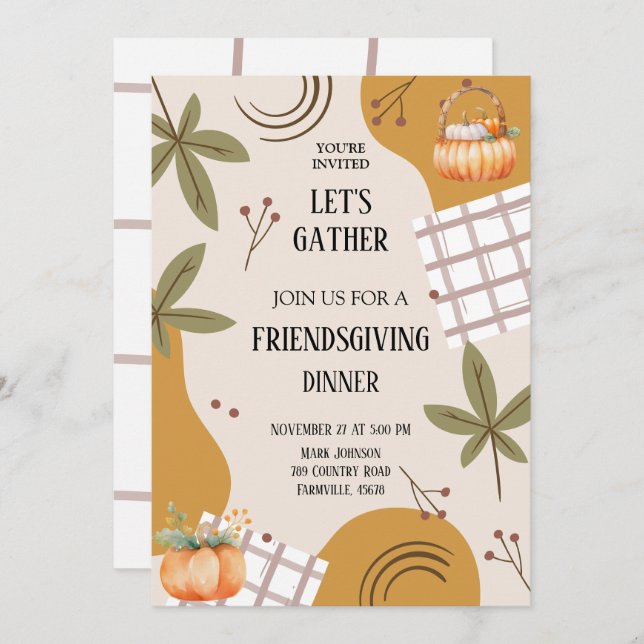 let's gather friendsgiving Potluck Invitation (Front/Back)