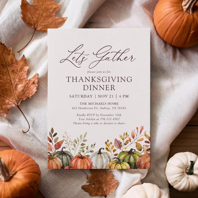 Let's Gather Pumpkin Thanksgiving Dinner Invitation (Creator Uploaded)