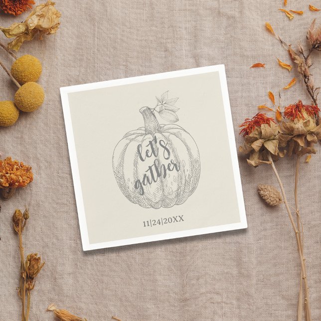 Let's Gather Rustic Pumpkin Thanksgiving Napkin (Let's Gather Rustic Pumpkin Thanksgiving Napkin)
