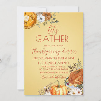Let's gather Thanksgiving Dinner Invitation