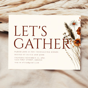 Let's Gather Thanksgiving Invitation Postcard