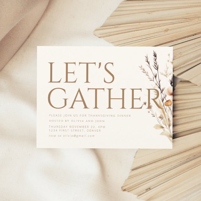 Let's Gather Thanksgiving Invitation Postcard (Creator Uploaded)