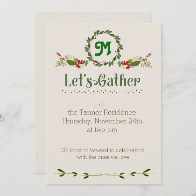 Let's Gather Thanksgiving Invite (Front/Back)