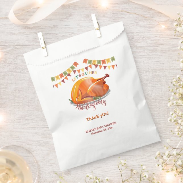 Let's Gather Thanksgiving Turkey Feast Baby Shower Favour Bags (Clipped)