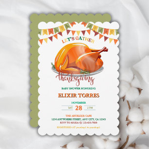 Let's Gather Thanksgiving Turkey Feast Baby Shower Invitation