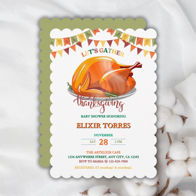 Let's Gather Thanksgiving Turkey Feast Baby Shower Invitation (Creator Uploaded)