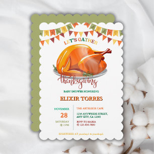 Let's Gather Thanksgiving Turkey Feast Baby Shower Invitation