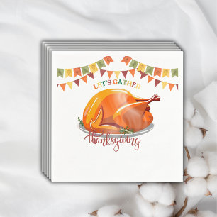 Let's Gather Thanksgiving Turkey Feast Baby Shower Napkin