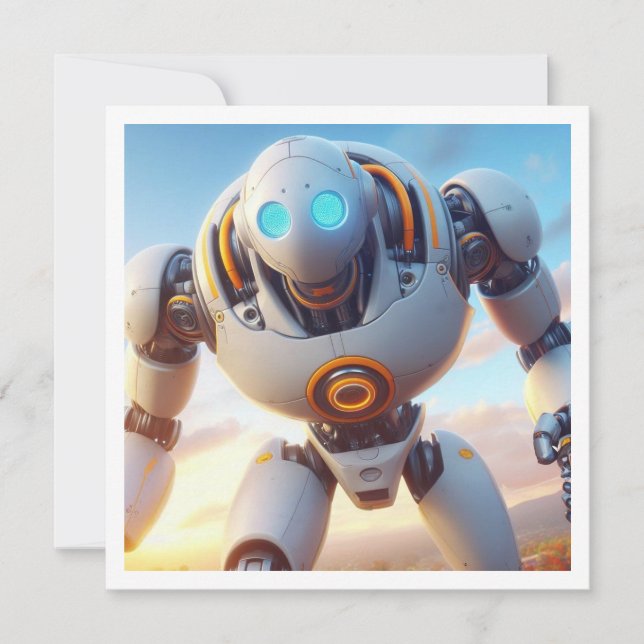 Let's gear up for robot birthday, science birthday invitation (Front)