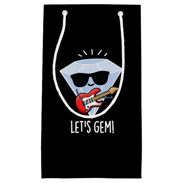 Let's Gem Funny Jewel Pun Dark BG Small Gift Bag (Front)