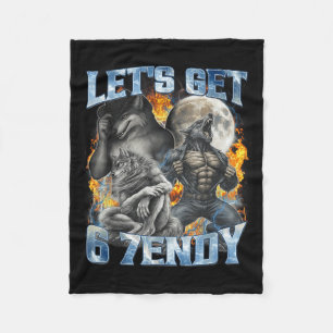 Lets Get 6 7endy Cool Funny Alpha Wolf Werewolf Me Fleece Blanket