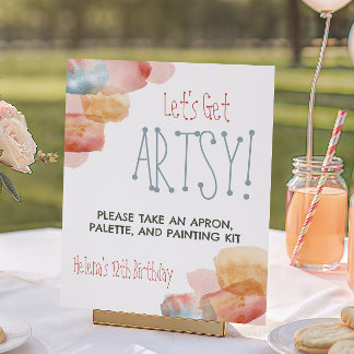 Let's Get Artsy! Watercolor Paint, Art Birthday Poster
