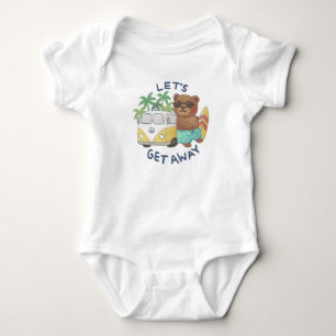 Let's Get Away: Teddy Bear & Vintage Van Drawing Baby Bodysuit