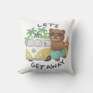 Let's Get Away: Teddy Bear & Vintage Van Drawing Cushion
