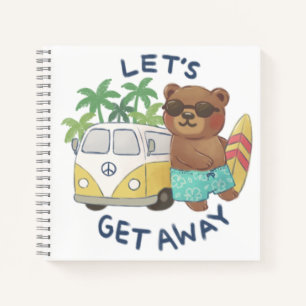 Let's Get Away: Teddy Bear & Vintage Van Drawing Notebook