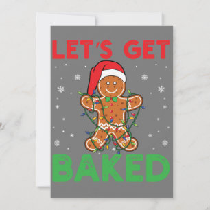 Let's Get Baked Gingerbread Christmas Cookie Bakin Invitation