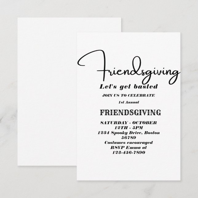 Let's Get Basted | Friendsgiving invitation (Front/Back)