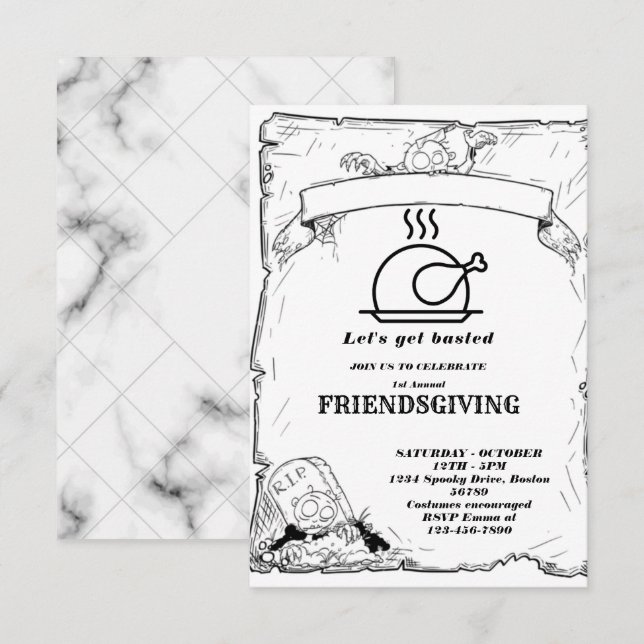 Let's Get Basted | Friendsgiving invitation (Front/Back)
