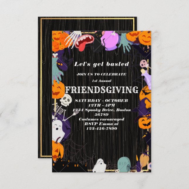 Let's Get Basted | Friendsgiving invitation (Front/Back)