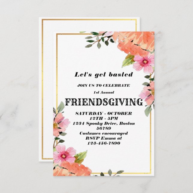 Let's Get Basted | Friendsgiving invitation (Front/Back)