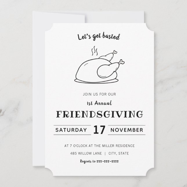 Let's Get Basted | Friendsgiving invitation (Front)