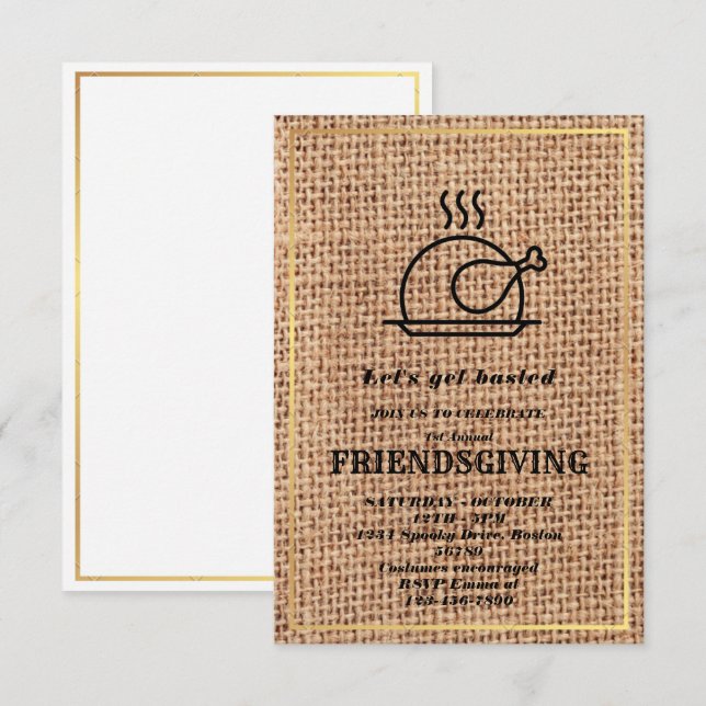 Let's Get Basted | Friendsgiving invitation (Front/Back)