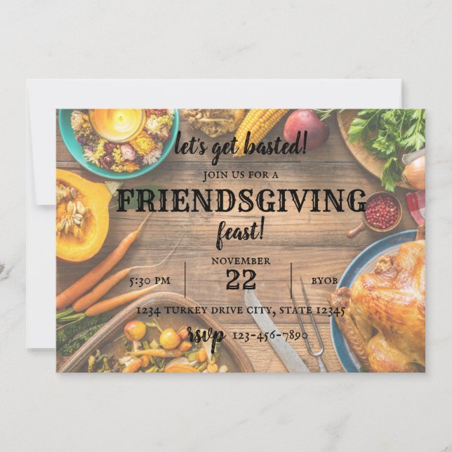 Let's Get Basted Thanksgiving Dinner Invitation (Front)