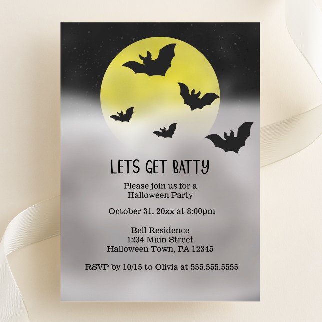 Let's Get Batty Halloween Party Invitation (Creator Uploaded)