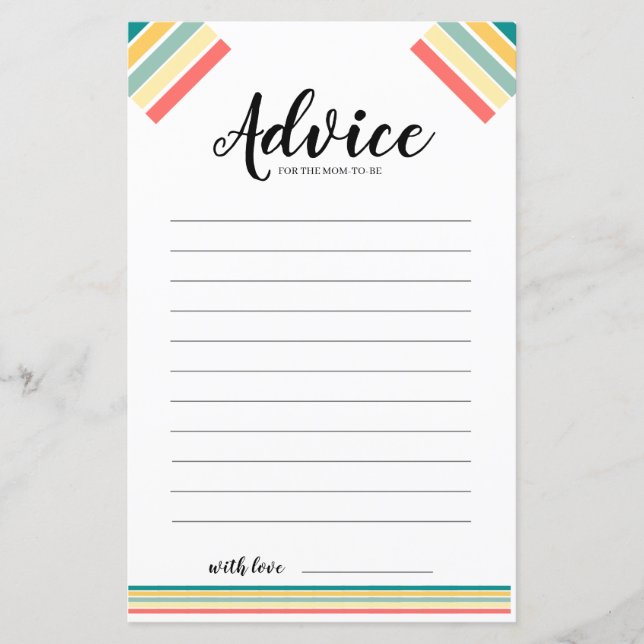 Let's Get Beachy Baby Shower Advice Card (Front)