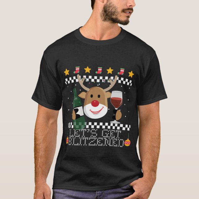 Let's Get Blitzened Ugly Christmas Sweater Reindee (Front)