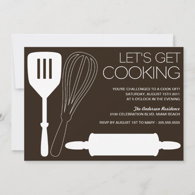 LET'S GET COOKING | COOK OFF PARTY INVITATIONS (Front)
