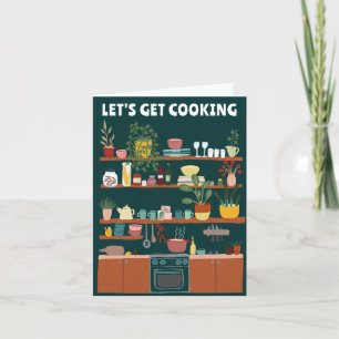 LET'S GET COOKING Cute Kitchen Illustration Custom Card