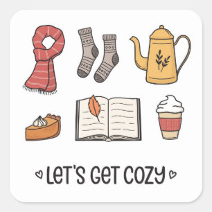 Let's Get Cosy Square Sticker