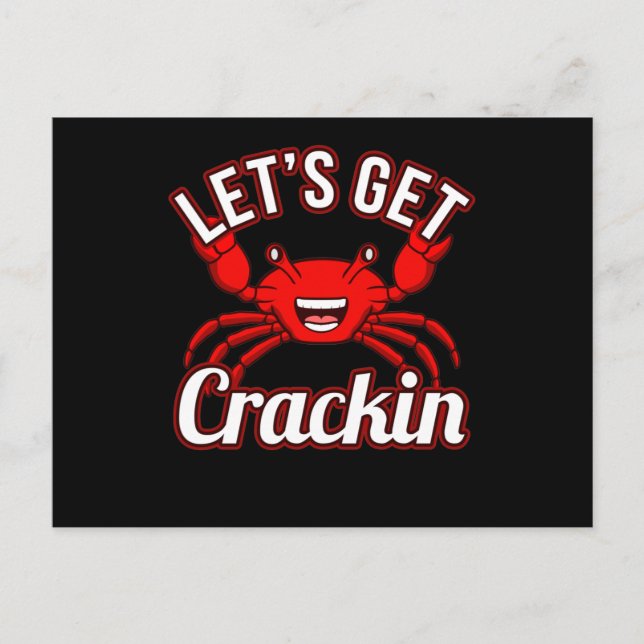 Let's Get Crackin Seafood Crabbing Crab Lobster Announcement Postcard (Front)