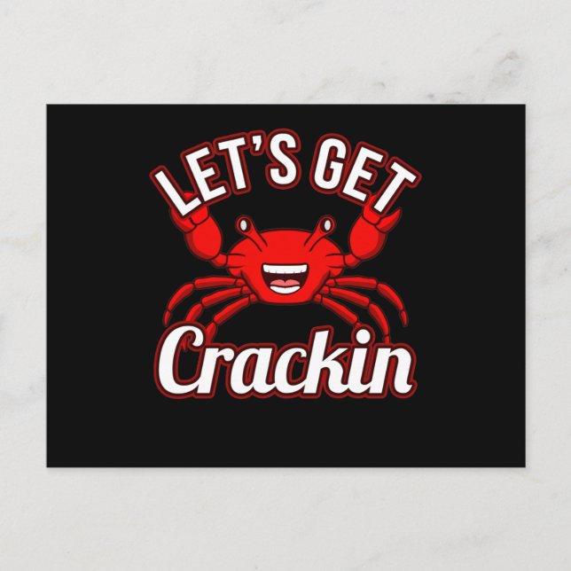 Let's Get Crackin Seafood Crabbing Crab Lobster Postcard (Front)